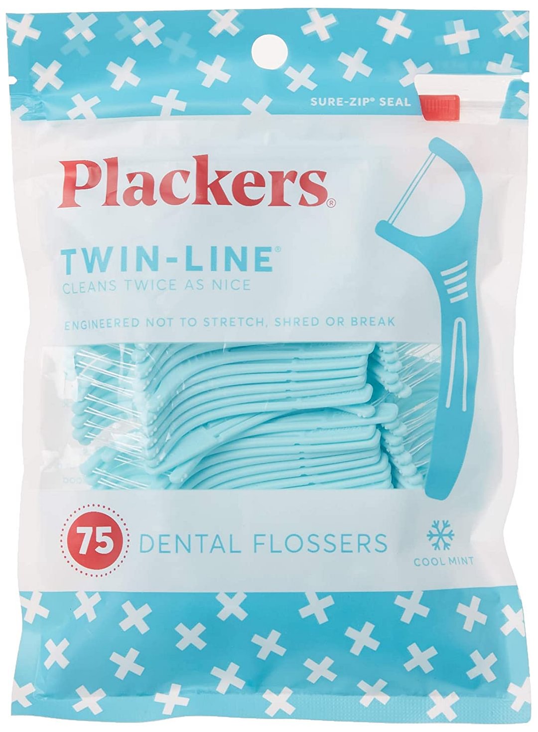 Plackers Twin-Line Dental Floss Picks, 75 Count
