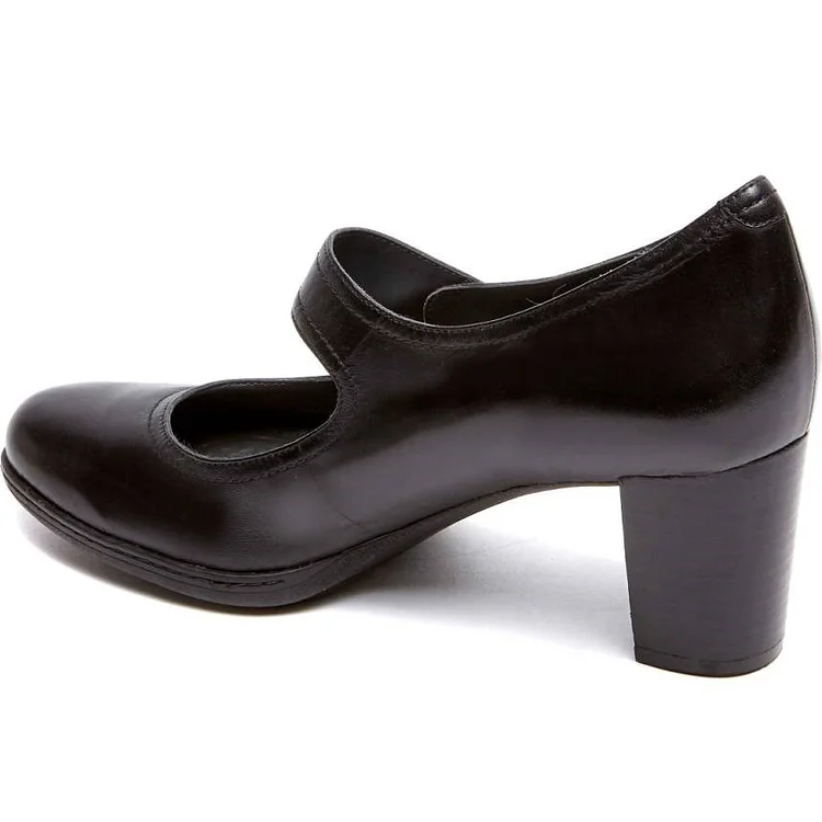 Mary Jane Pumps with Velcro Strap Chunky Office Heels Vdcoo