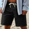 2026 Casual Fashion Drawstring Shorts, European And American Style, Elastic Fit, Trendy Men's Thin Linen Beach Shorts by Inlyline