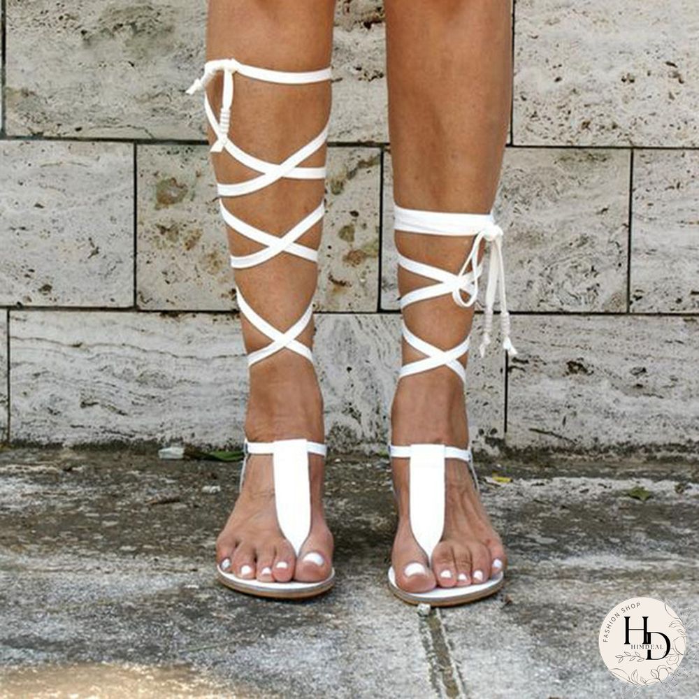 Summer Women New Flat Bottom Non Slip Leg Ring Sandals Flip Flop Women Beach Sandals Slippers