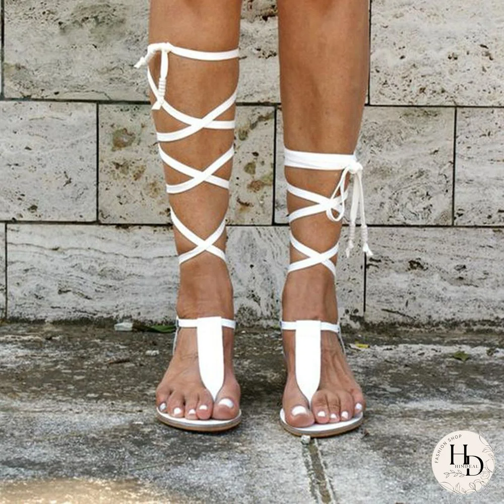 Summer Women New Flat Bottom Non Slip Leg Ring Sandals Flip Flop Women Beach Sandals Slippers