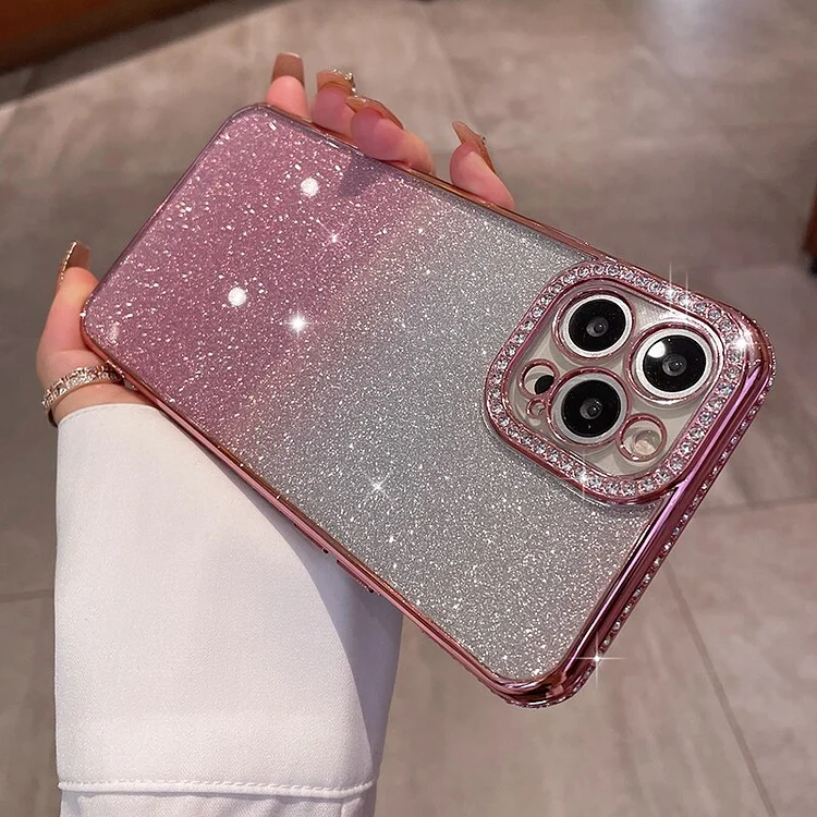 Luxury Glitter Bling Diamond Phone Case for iPhone 14 Pro 13 12 11 Pro Max X Xr 15 Plus Xs Max 7 8Plus Transparent Silicon Cover