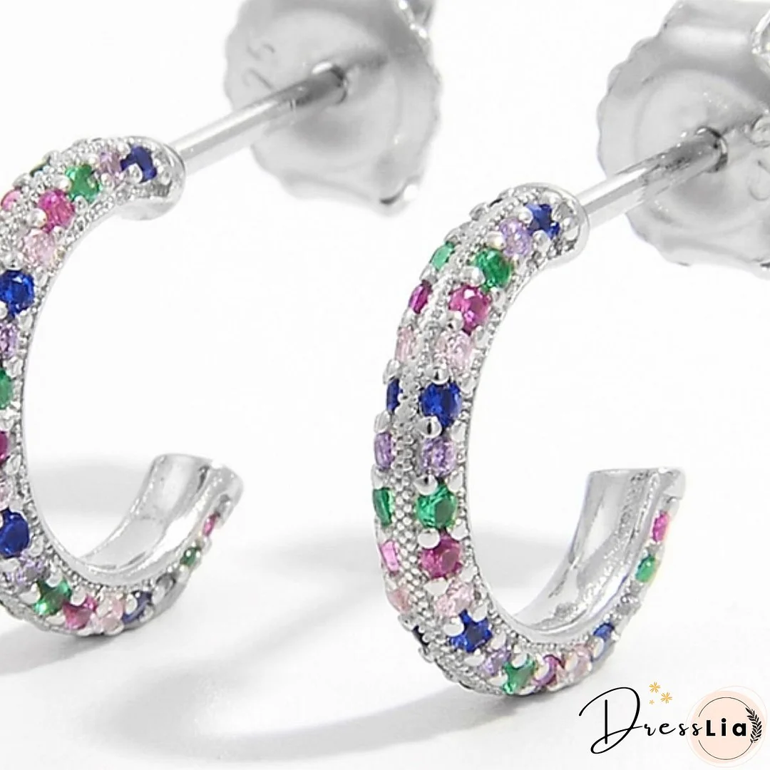 925 Sterling Silver Contrast Zircon Earrings