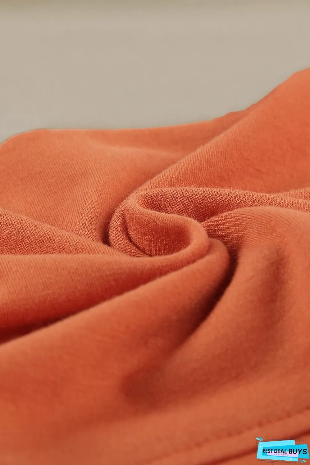 Women's Orange Contrast Colorblock Short Sleeve Casual T-shirt