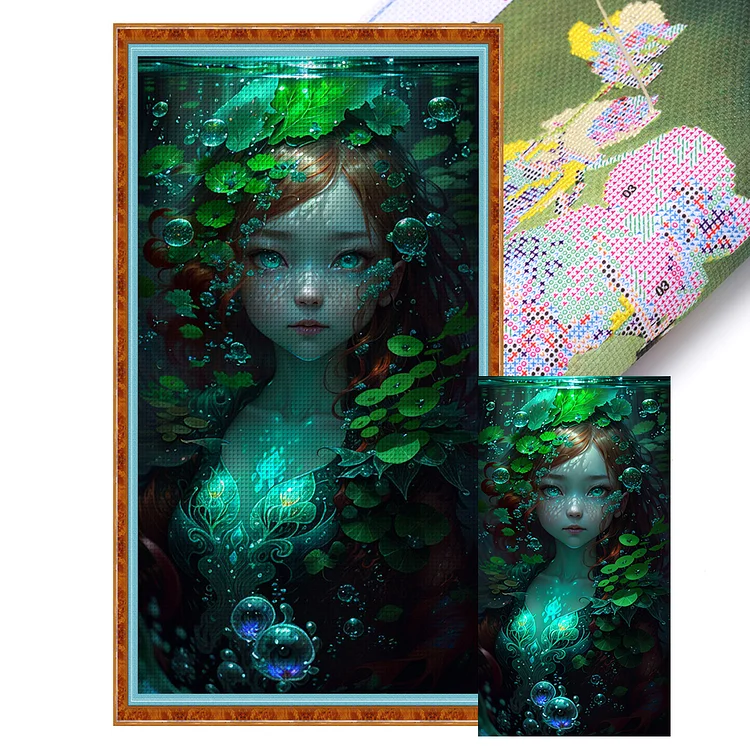 Underwater Weed Girl 11CT Stamped Cross Stitch 40*75CM