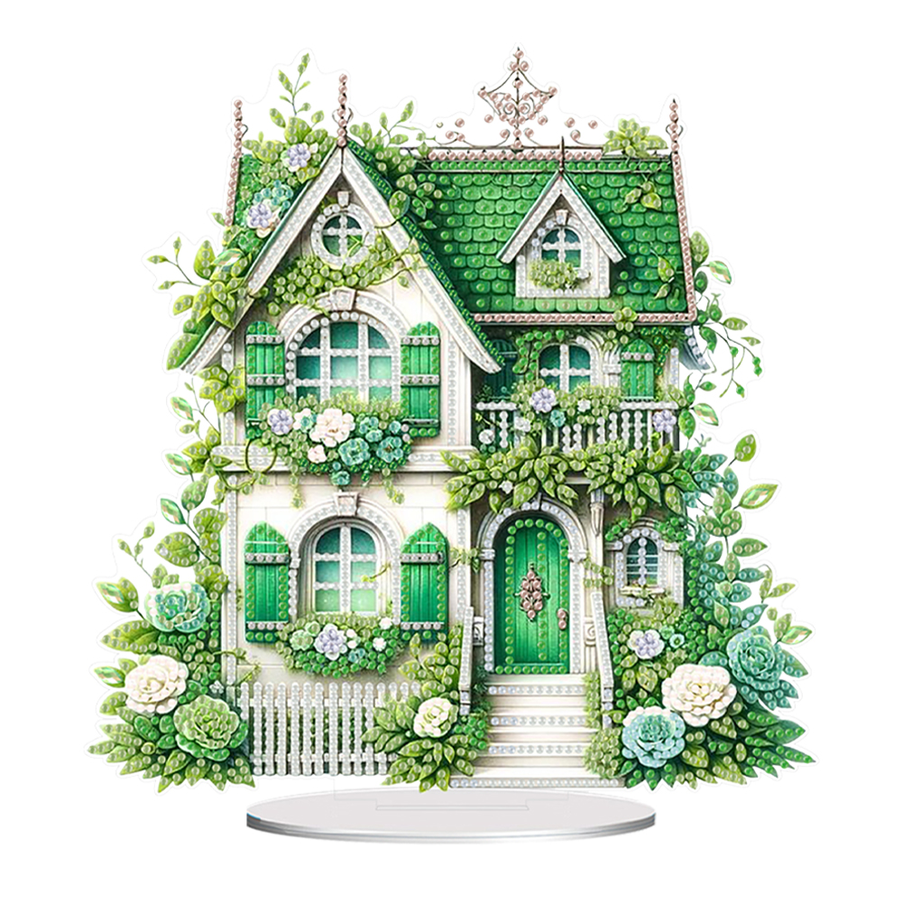 Flower House Acrylic Diamond Painting Tabletop Ornaments Kit for Adults Beginner