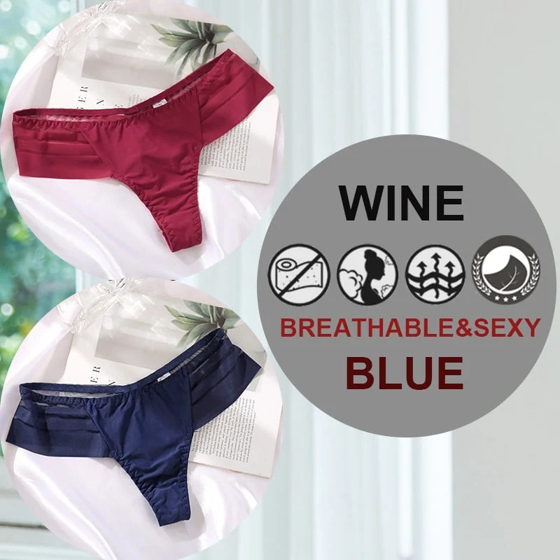 FINETOO 2PCS/Set M-XL G-string Women's Panties Sexy Perspective Seamless Panties Underwear Female See-Through Underpant Lingerie