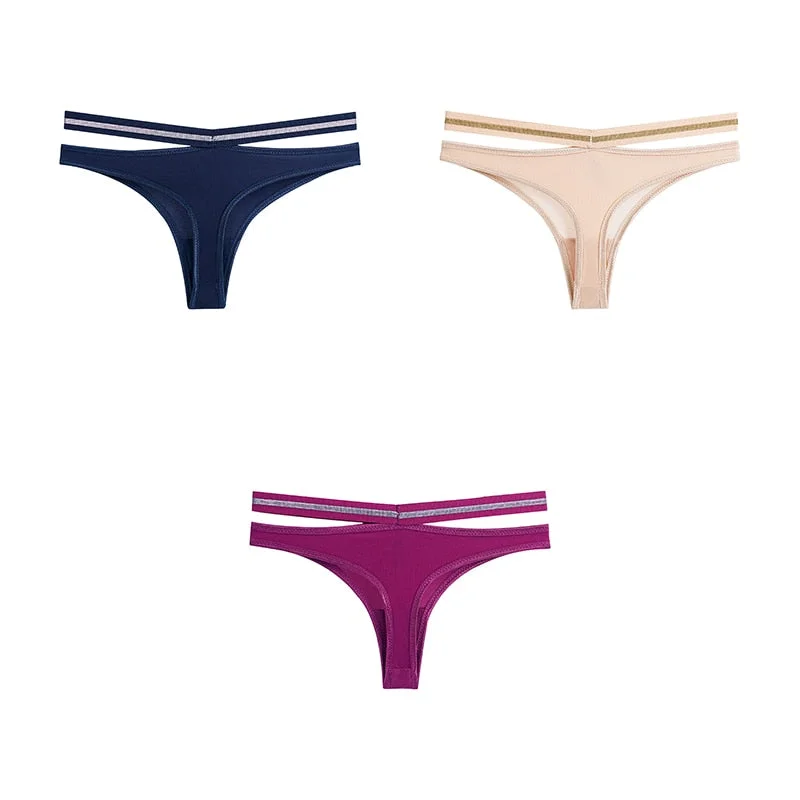 3pcs Seamless Underwear For Woman Sexy Thongs Women's Lingerie Bikini Sports Female Panties Ice Silk Woman Intimates BANNIROU