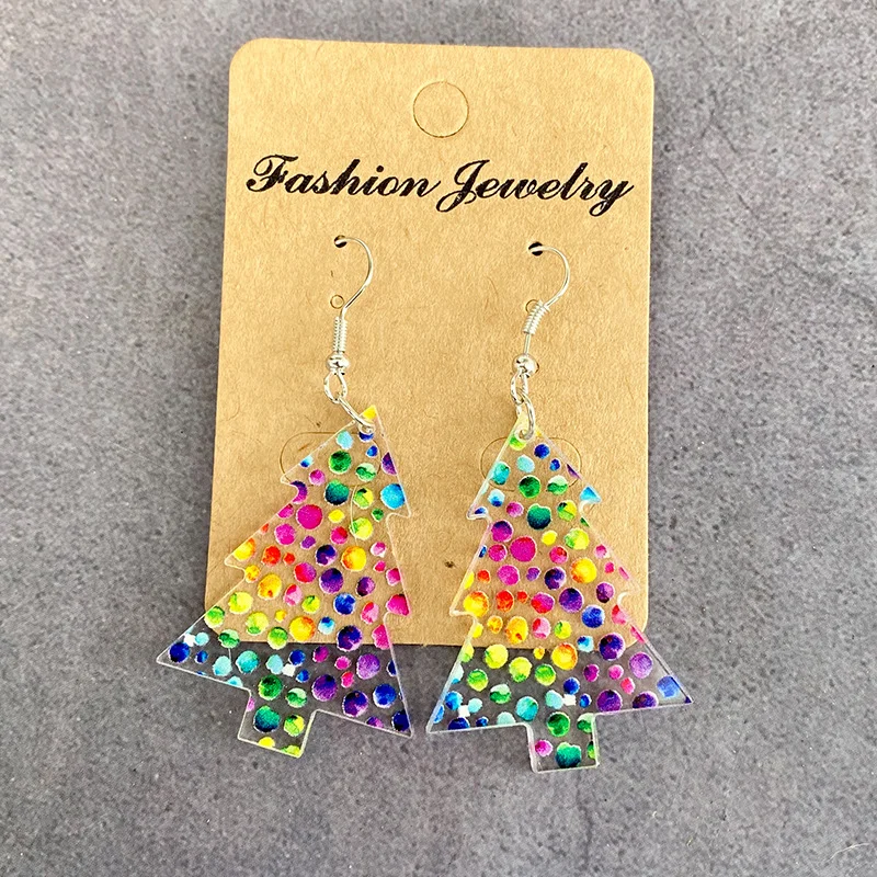 Acrylic Christmas Tree Earrings