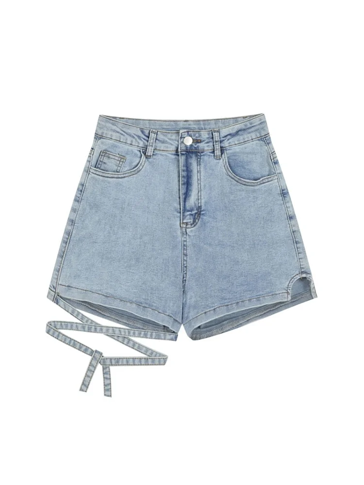 2022 Spring Summer New Women Fashion Bow Short Jeans Casual Loose Streetwear Harajuku Chic Sweet Cute High Waist Denim Pants Hot