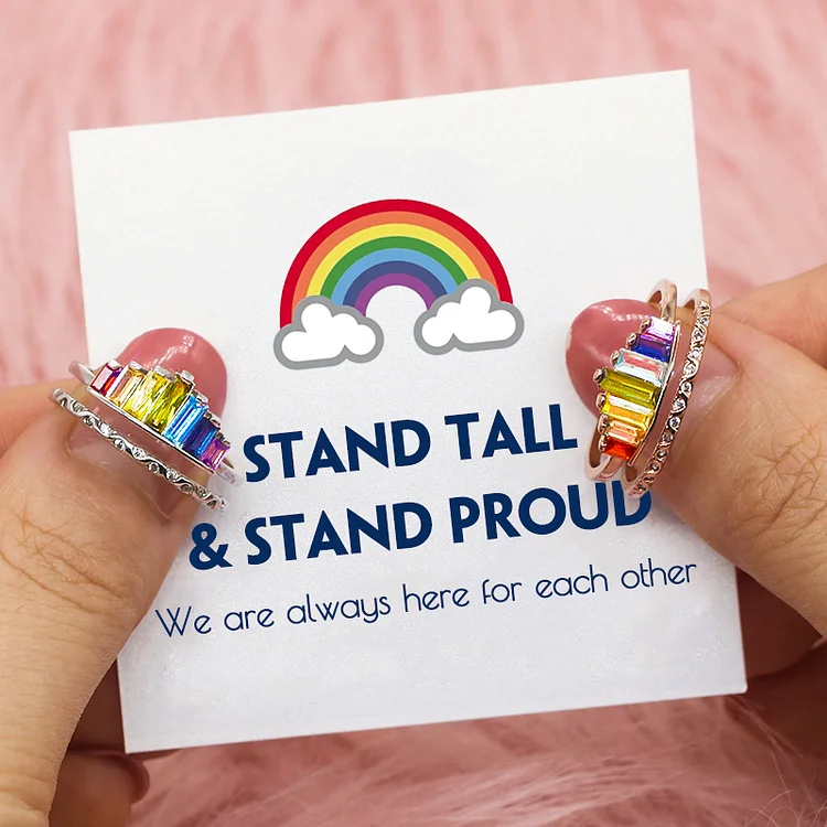 S925 Stand Tall and Stand Proud Rainbow Ring