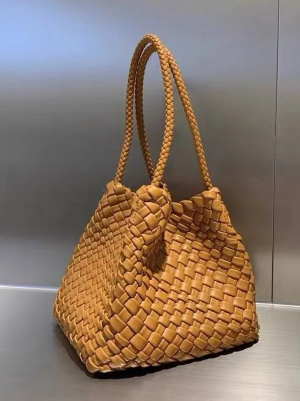 Woven Split-Joint Solid Color Handbags Bags