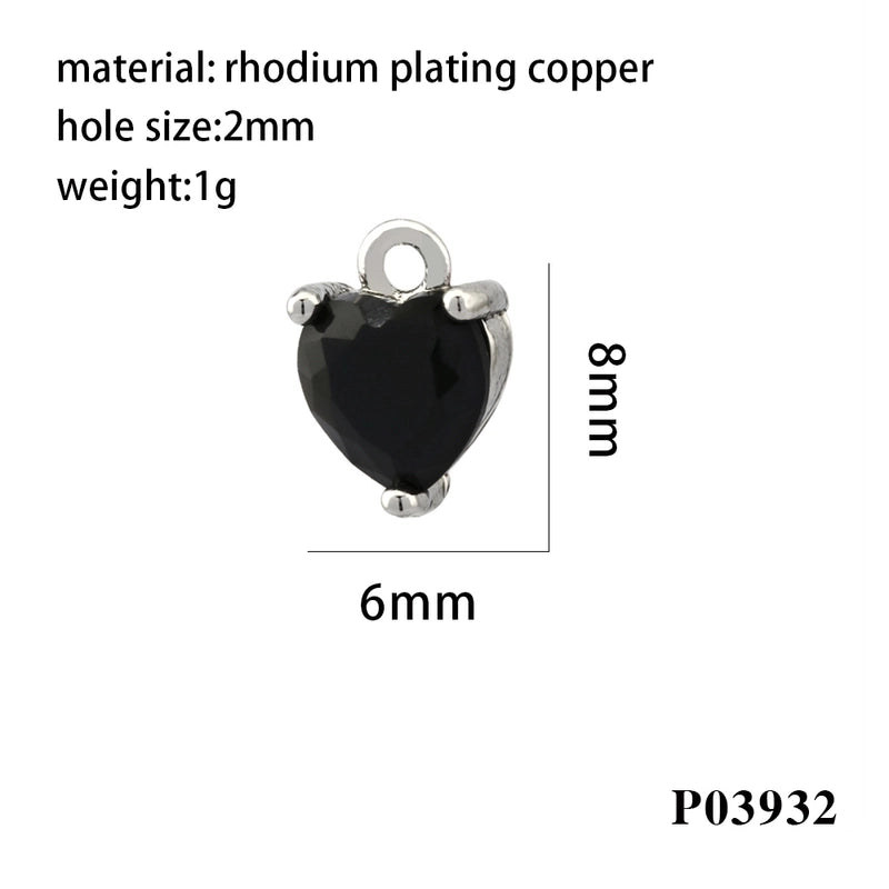Romantic Minimalist Heart Shape Copper Plating Inlay Zircon 18k Gold Plated Valentine’s Day Charms