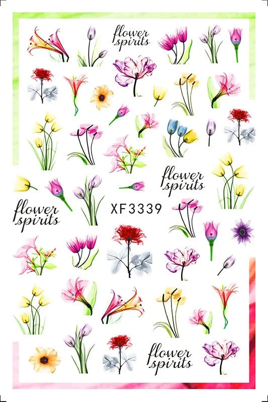 3D Nail Sticker Flowers Leaves Abstract Floral Decals And Sticker Nail Foils Slider Nail Art Decals Manicure Nails Accesories-Nail Inspo