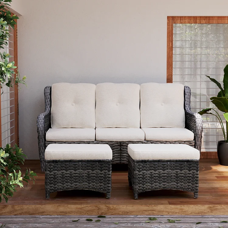 Joyisde Outdoor Patio Wicker Furniture Set, 3-Piece.