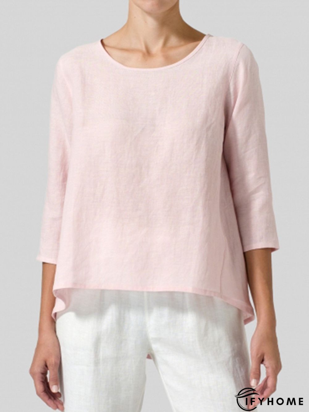 Women Casual 3/4 Sleeve Loose Top Blouse Shirt | IFYHOME