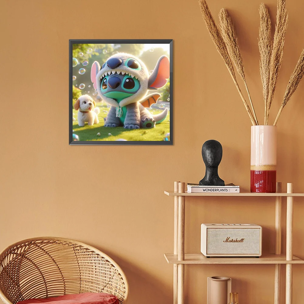 Diamond Painting - Full Round Drill - Stitch and Puppy(Canvas|30*30cm)