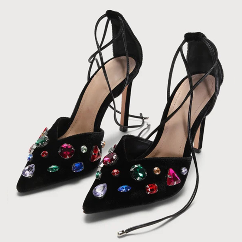 GOOSHOE Multicolor Rhinestone Pointed Stiletto Pumps