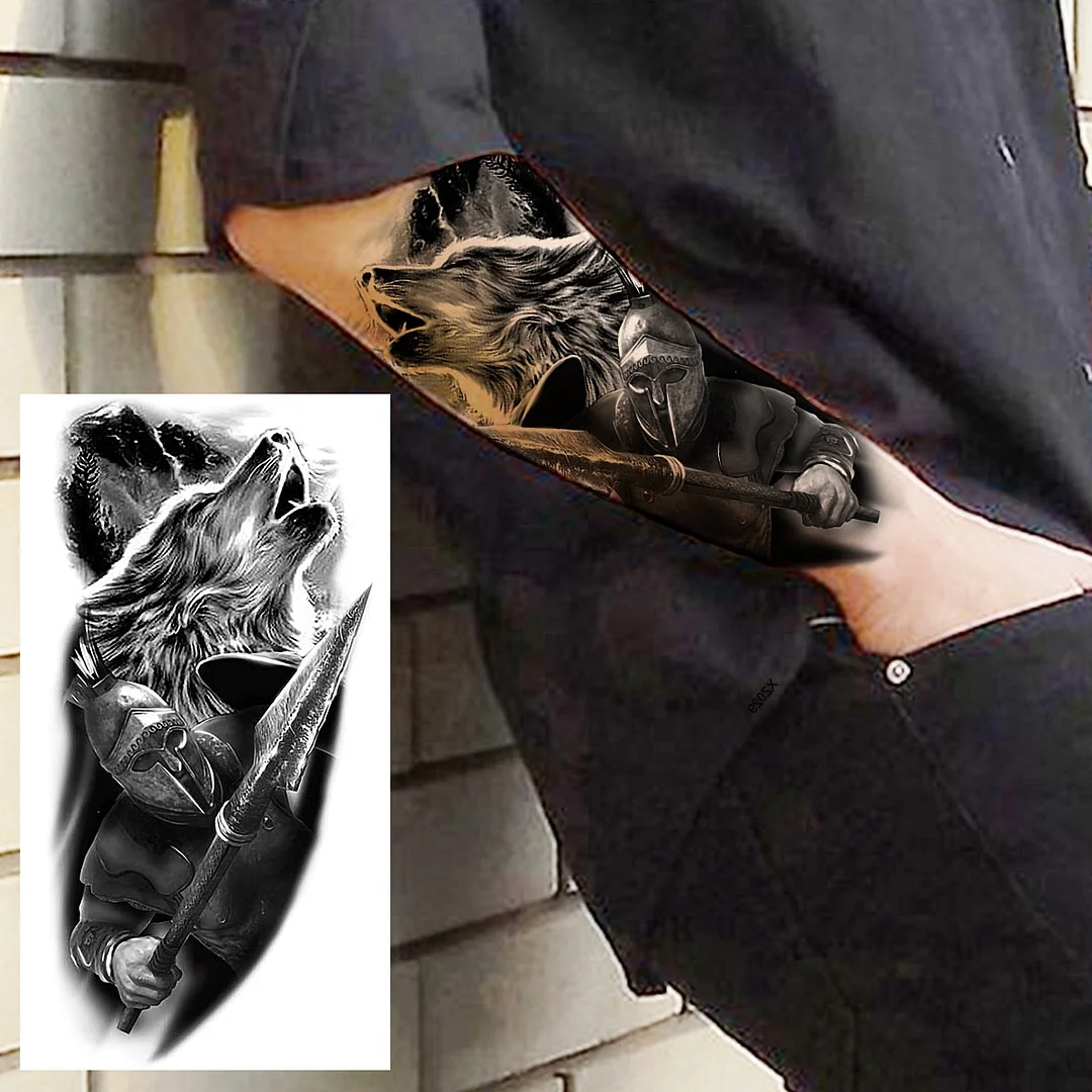 Praying Lion Cross Temporary Tattoos For Men Women Clown Wolf Tiger Flower Compass Fake Tattoo Sticker Forearm Waterproof Tatoos