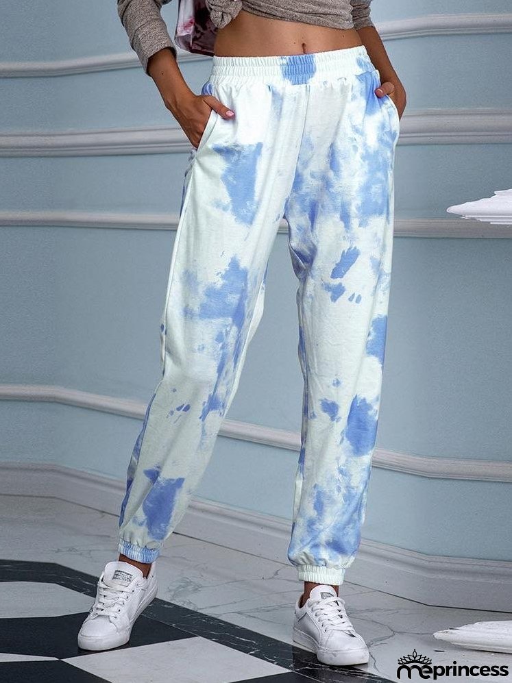 Women Tie-dyed Print Loose Casual Pants for Women
