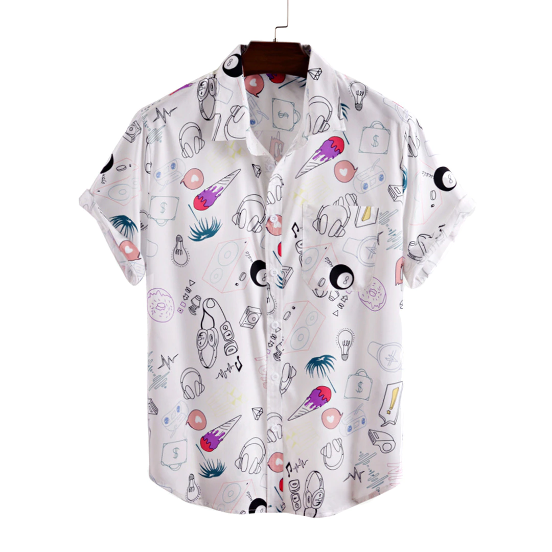 Men's Retro Ice Cream Button Up Hawaiian Shirt