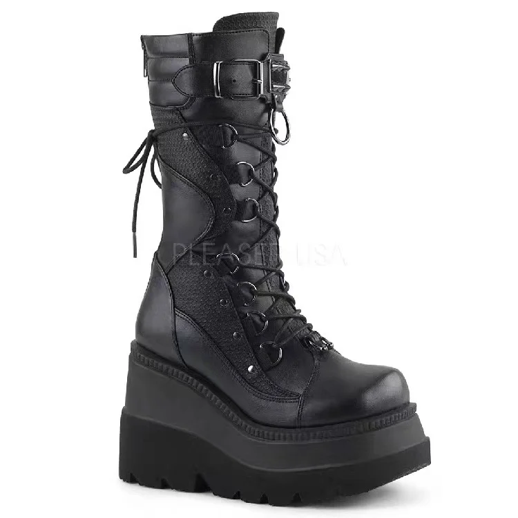 Yyvonne Head Water Platform Slope And Martin Boots 2025 Winter New Large-Size Punk Style Handsome Mid-Sleest Boots