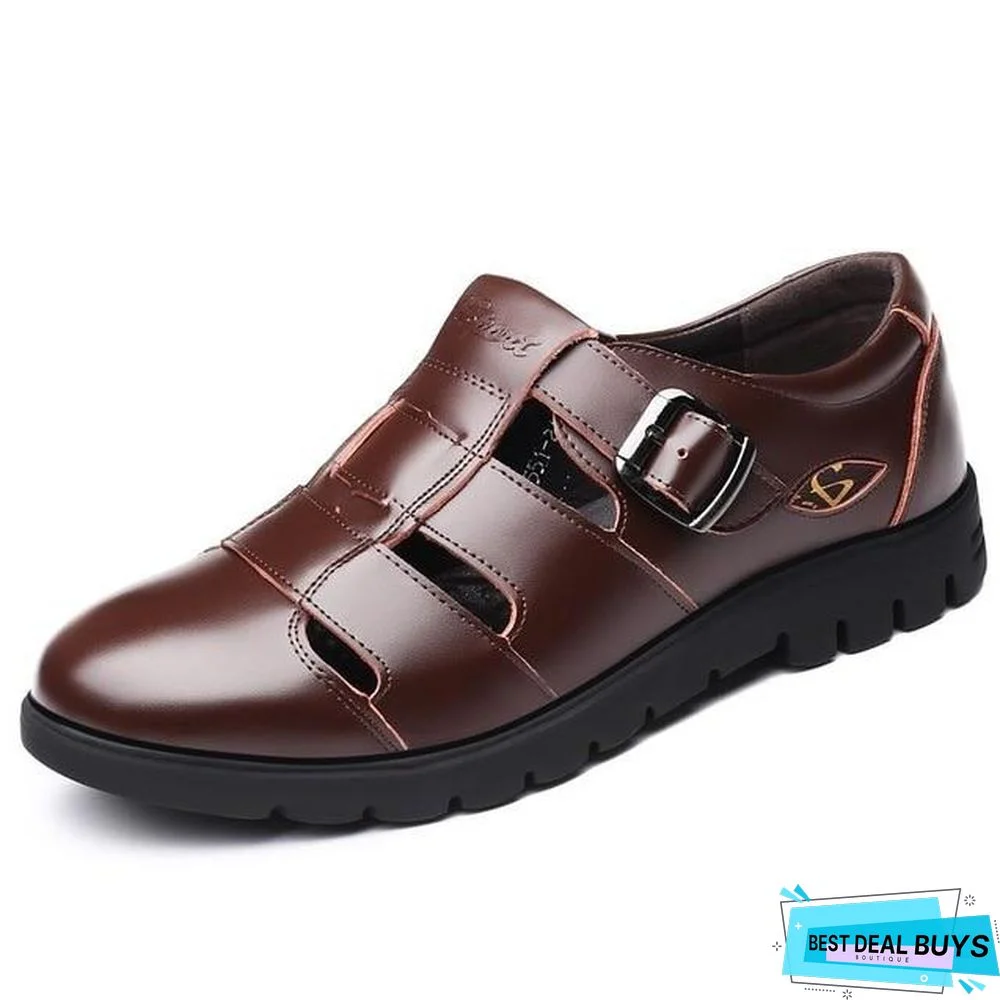 Men's Genuine Leather Sandals Plus Size Oxford Sandal Shoes