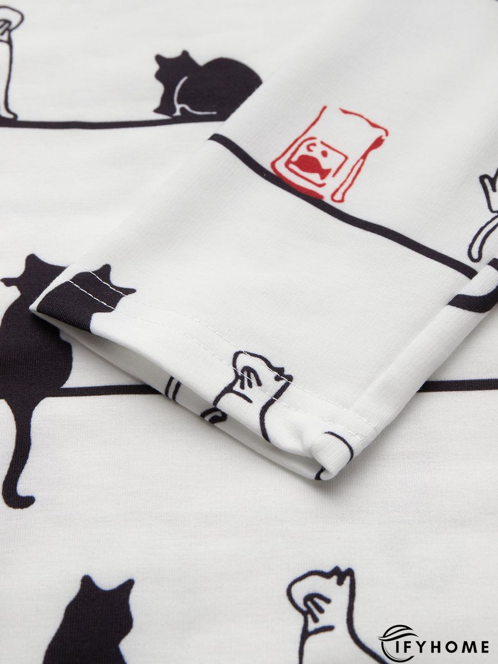Women Casual Cute Cat Crew Neck Long Sleeve Shirt & Top | IFYHOME