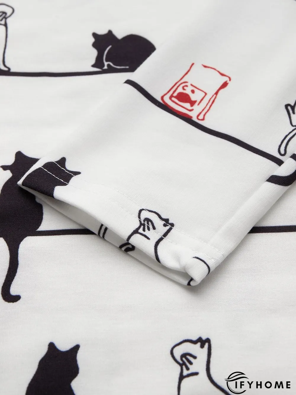 Women Casual Cute Cat Crew Neck Long Sleeve Shirt & Top | IFYHOME