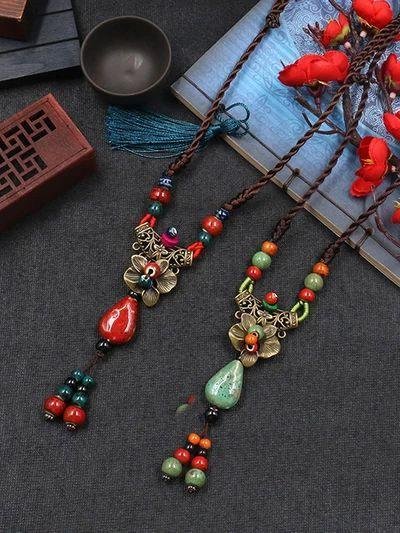 Fashion Ethnic Style Fashion Item Making Old Roses Flowers Wide Sweaters Chains Long Autumn and Winter Clothes Accessories Necklace