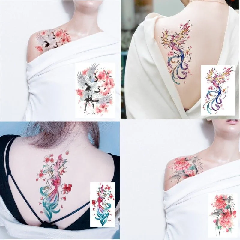 Sdrawing 4/5/9/10/18 PIeces Long Lasting Blue Flower Jewelry Tattoo Sticker Sexy Belly Block Scar Stretch Marks Waterproof Tattoo Sticker