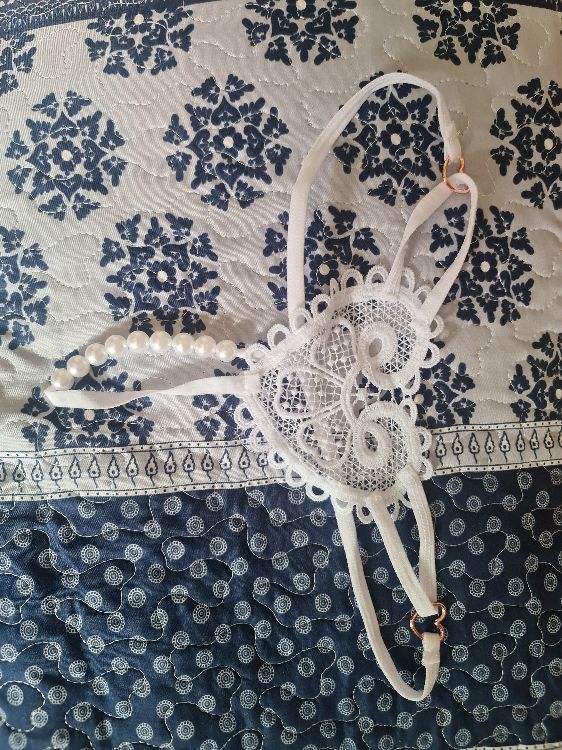 Image of Vintage Love Heart Pearl Massuge Lace Thong Low Waist Transparent Sexy Underwear G-String Fashion Women Lingerie Panties Briefs