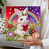 DIY Pearl Painting Rainbow Rabbit for Home Decor with Frame(25x25cm)