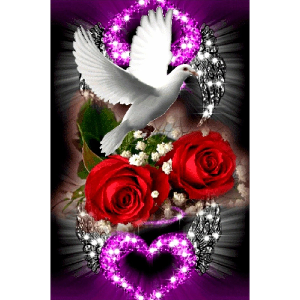 

30*45CM - Round Drill Diamond Painting - Rose Pigeon, 501 Original