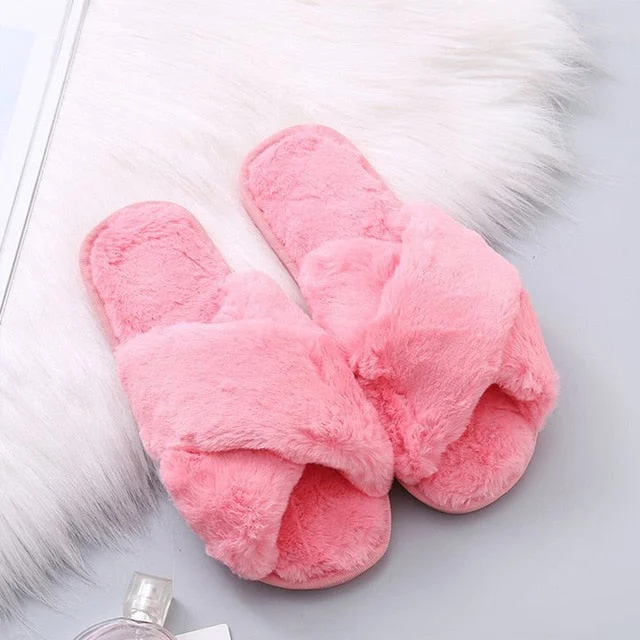 Women Slippers Girl Cute Cartoon Plush Warm Shoes Home Indoor Ladies Casual Animale Open Toe Flat Comfort Shoe Autumn Winter