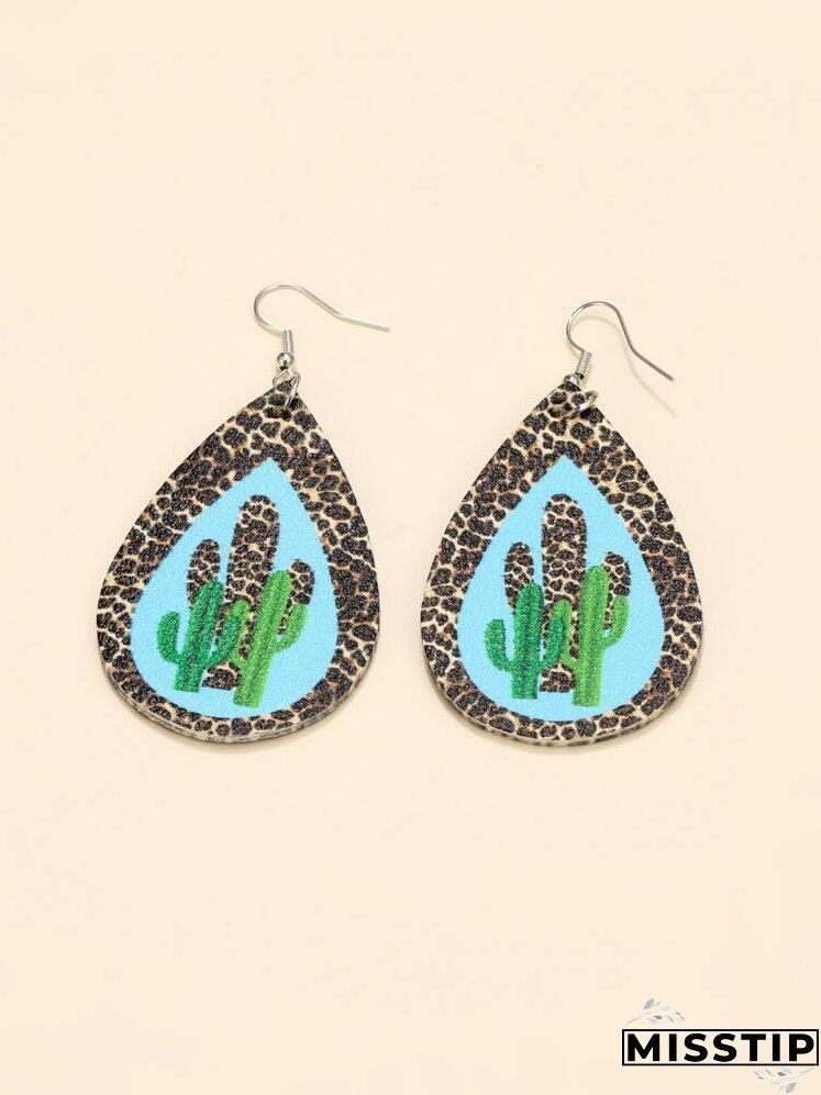 Cactus Pattern Water-drop Earrings