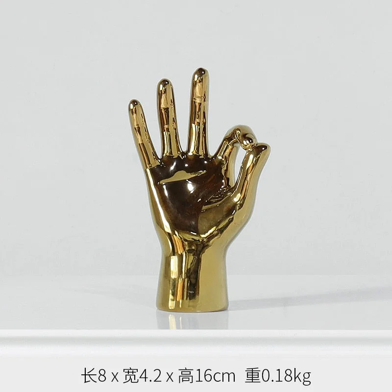 Nordic Gold-plated Creative Finger Arrangement Home Decor Modern Resin Miniature Figurines Home Decoration Accessories Desk