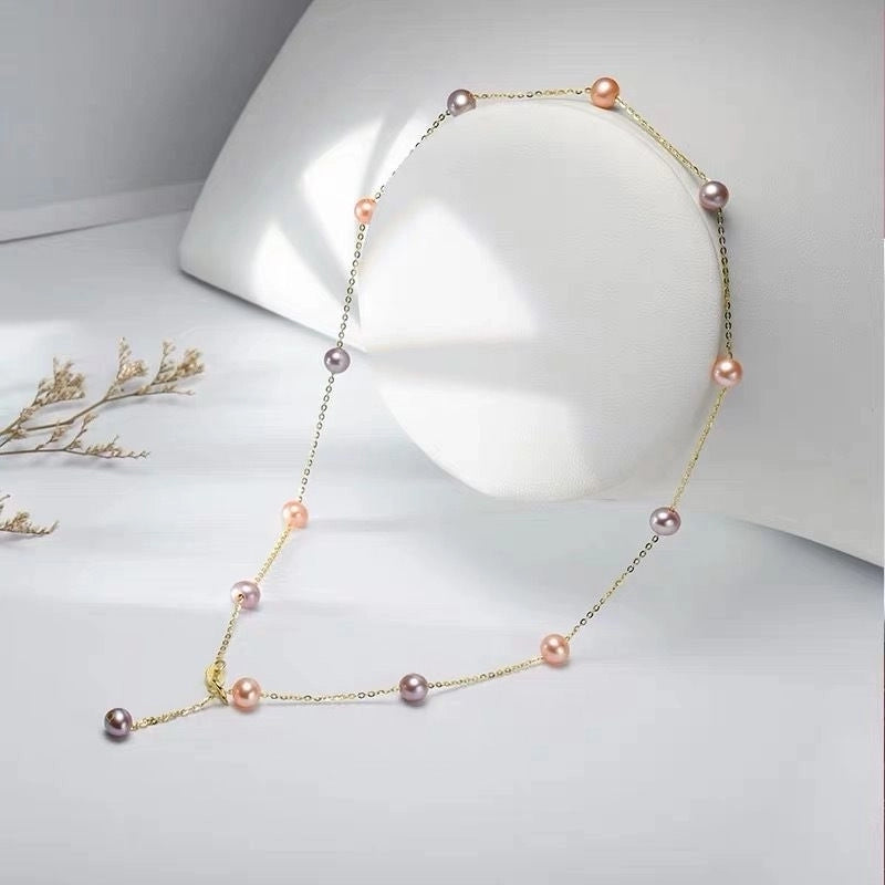 Freshwater Pearl Sterling Silver Solid Color Necklace