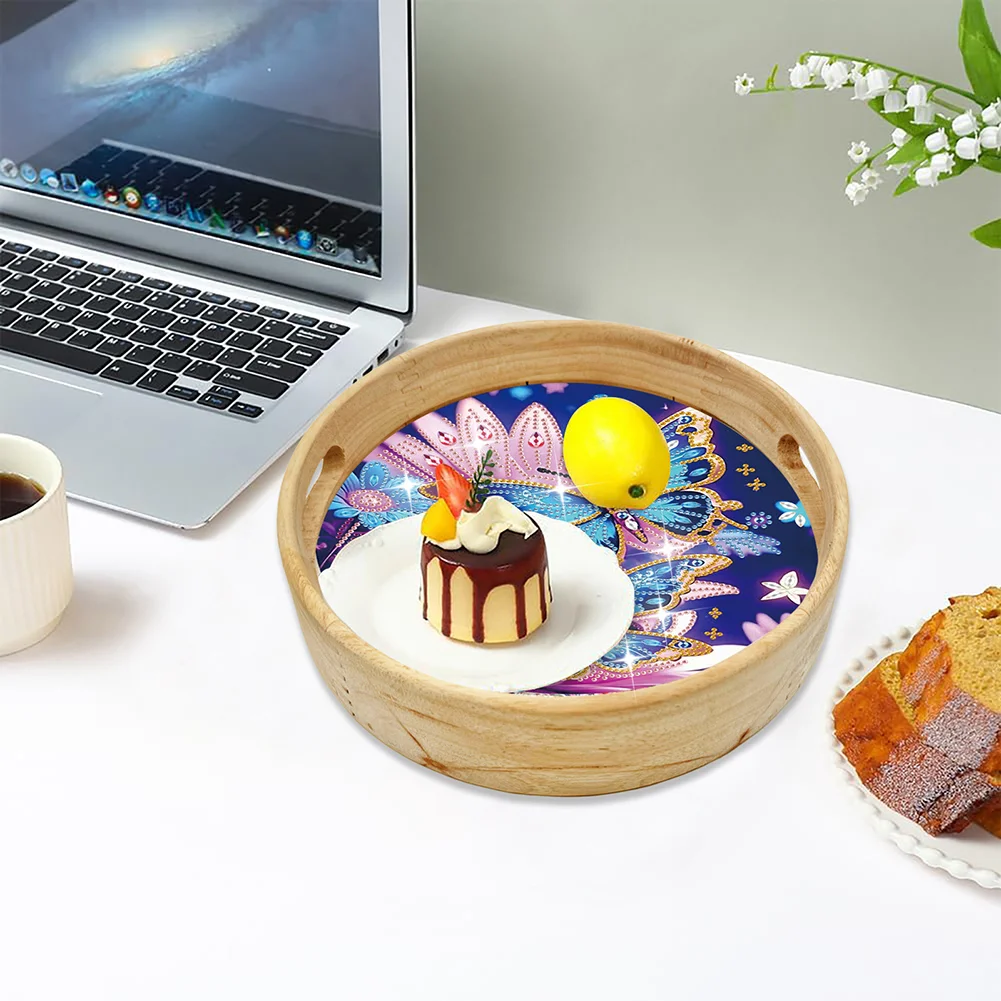 DIY Wooden Butterfly 5D DIY Diamond Painting Serving Tray for Home Table Decor