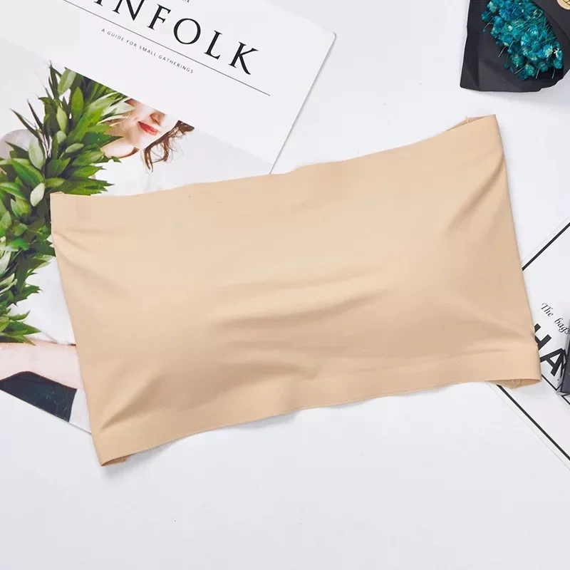 Strapless Ice Silk Wrapped Chest Breathable Anti-exposure Row Buckle Movement Shockproof Bandeau Top