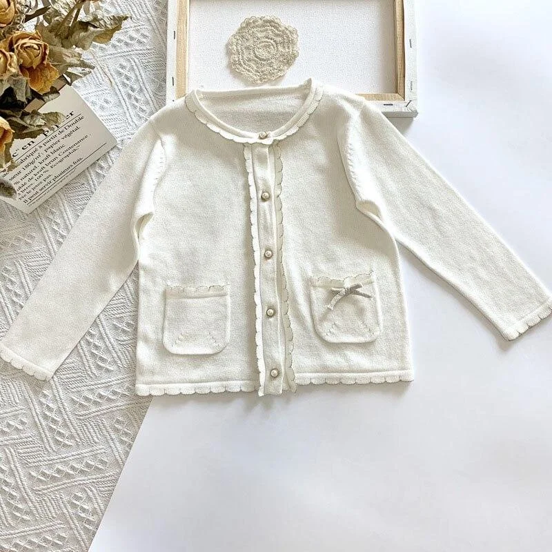 Baby Girls Embroider Cardigan Coats Fashion Children Outwear Coat Girls Long Sleeve Kids Knit Cardigan Coat 1-7Yrs