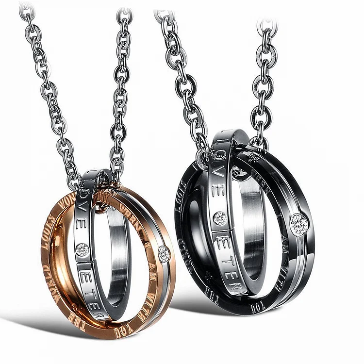 Promise Ring Necklace Set for Couple Valentine's Gift