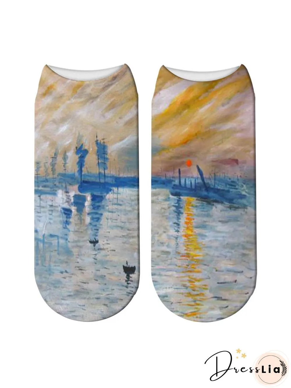 Simple Pop Art Cotton Printing Breathable Commuting Ankle Socks Regular Womens