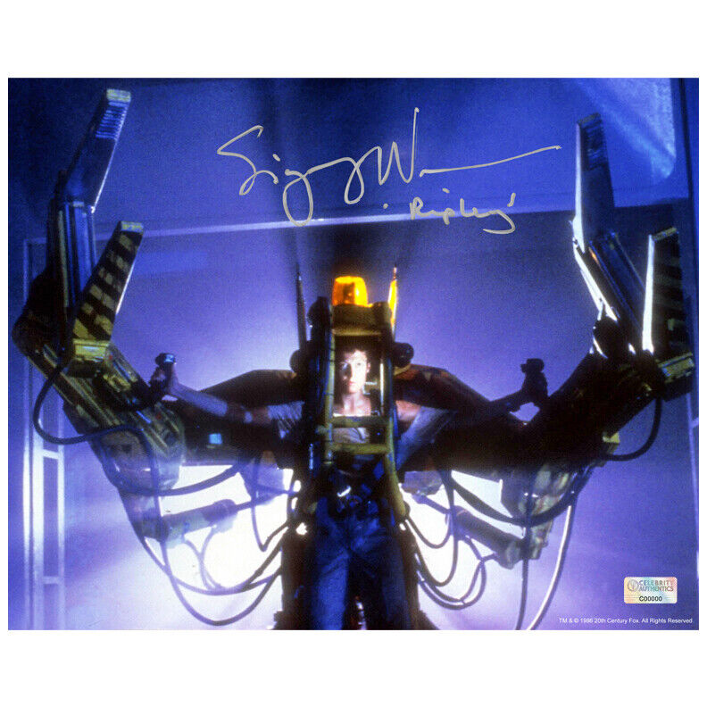 Sigourney Weaver Autographed 1986 Aliens Power Loader 8×10 Photo Poster painting