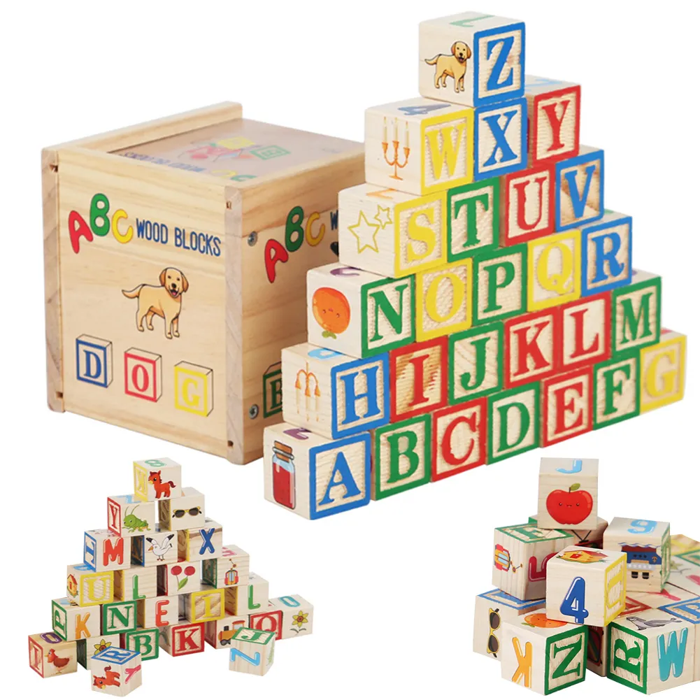 Stack Abc Blocks ABC Wooden Building Blocks 27Pcs Alphabet & Number Stacking Blocks ABC ...