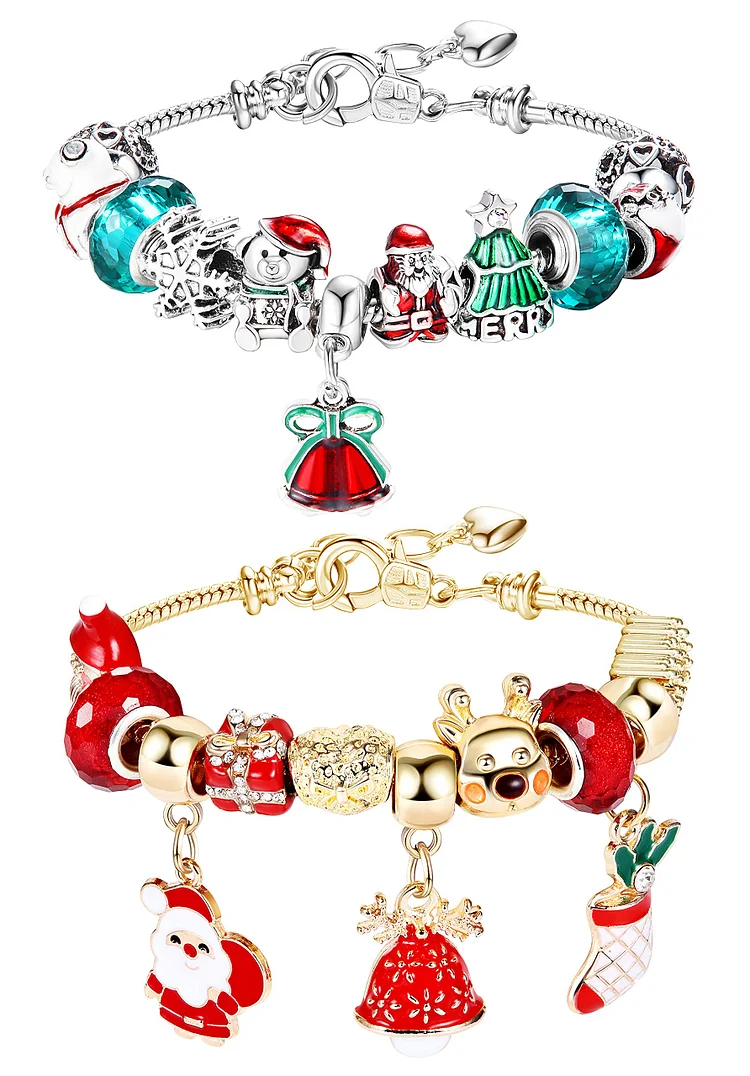 Santa Claus Jingle Bell Christmas Bracelet Set