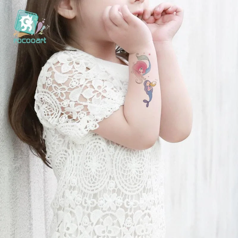 Cartoon Mermaid Temporary Tattoo Sticker Fashion Fake Tatoo Flash Sea-maid Princess Children's Girl award sticker Small Taty