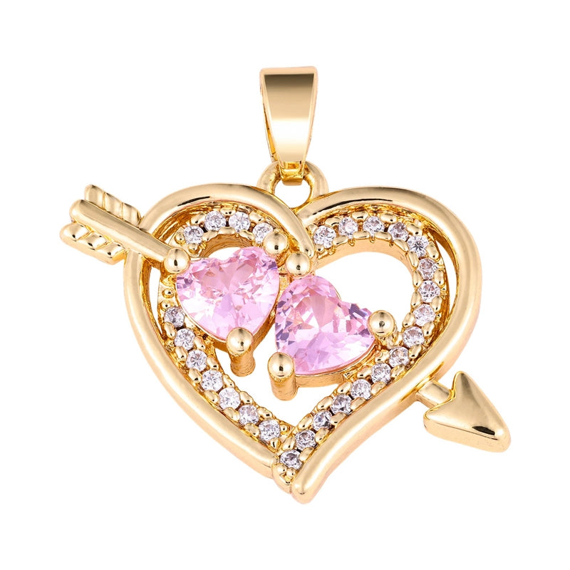 1 Piece Copper Zircon Four Leaf Clover Round Heart Shape Pendant Jewelry Accessories