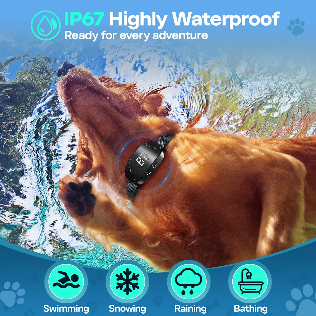 BEBANG Adjustable Waterproof Bark Collar with USB Charging, Black