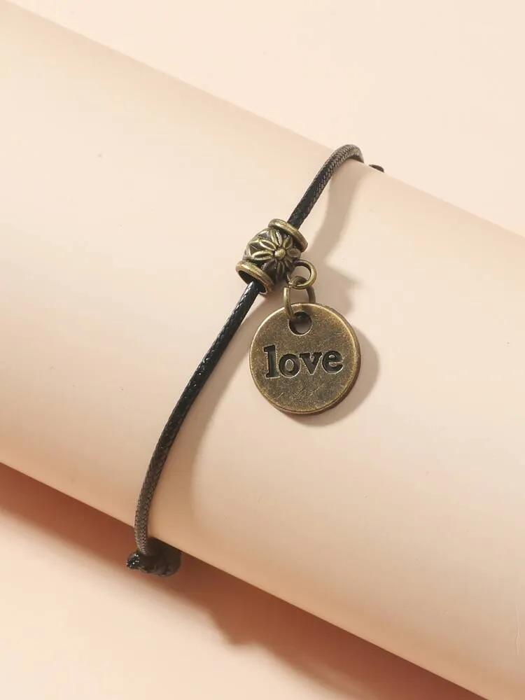 Letter Engraved Charm Bracelet